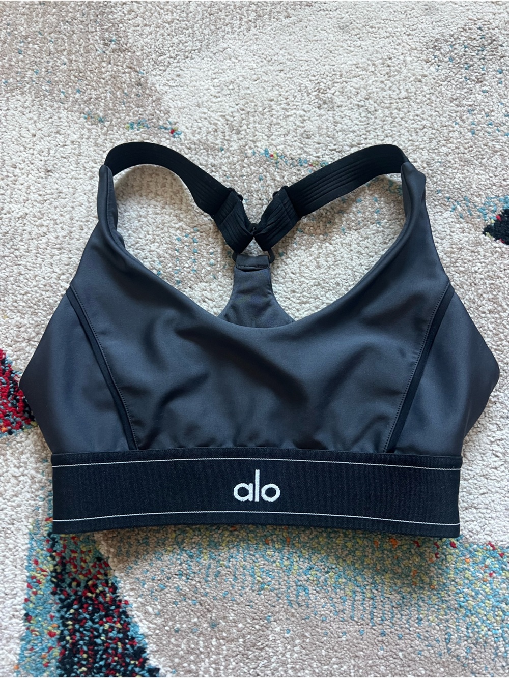 Alo Black Sports Bra with Back Strap Detail